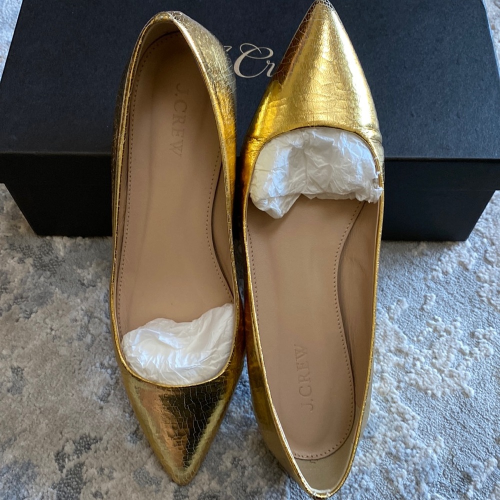 Gold flats.  J crew.